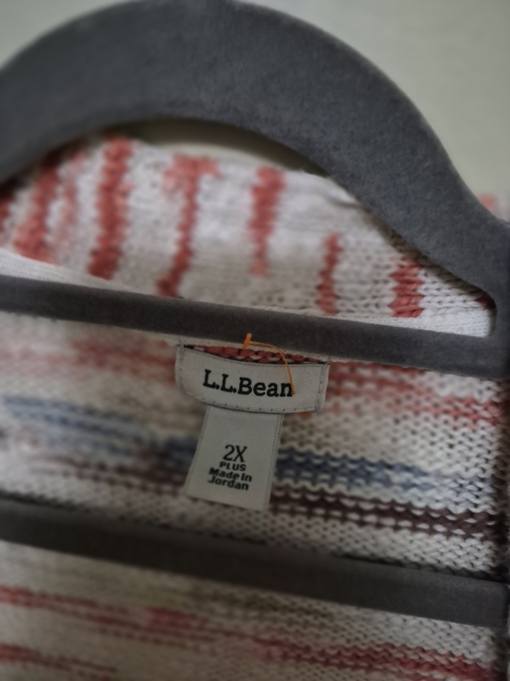 L.L. Bean Women’s Striped Knit Bag in Cream and Coral